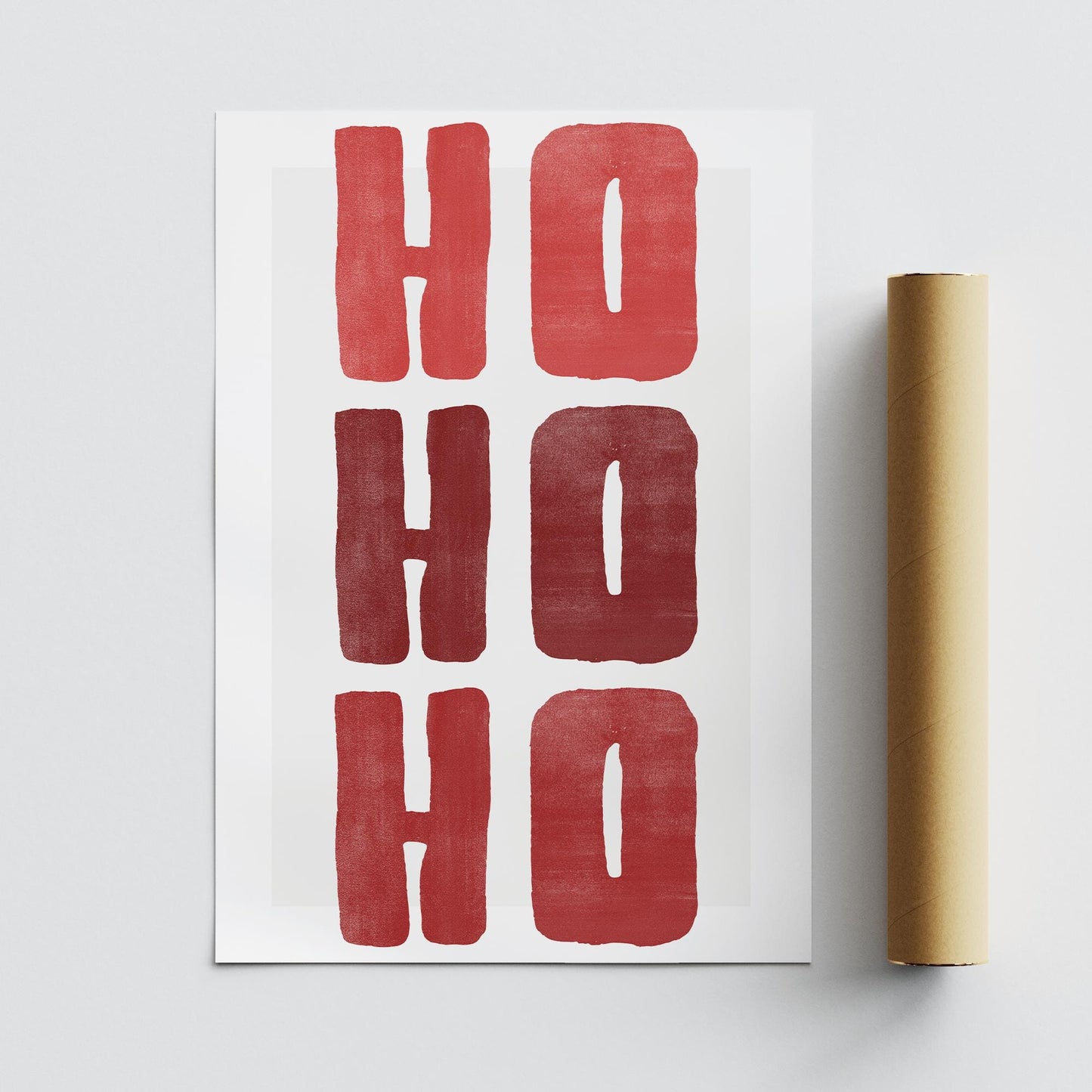 Red Christmas Print  Ho Ho Ho Poster  Modern Xmas Typography Wall Art  Minimal Festive Quote Decoration | Seasonal Home Decor