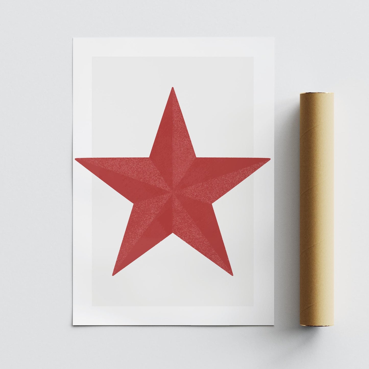 Red Christmas Star Print  Minimal Modern Festive Wall Art  Simple Xmas Decoration   Christmas Gallery Wall Poster  Seasonal Home Decor