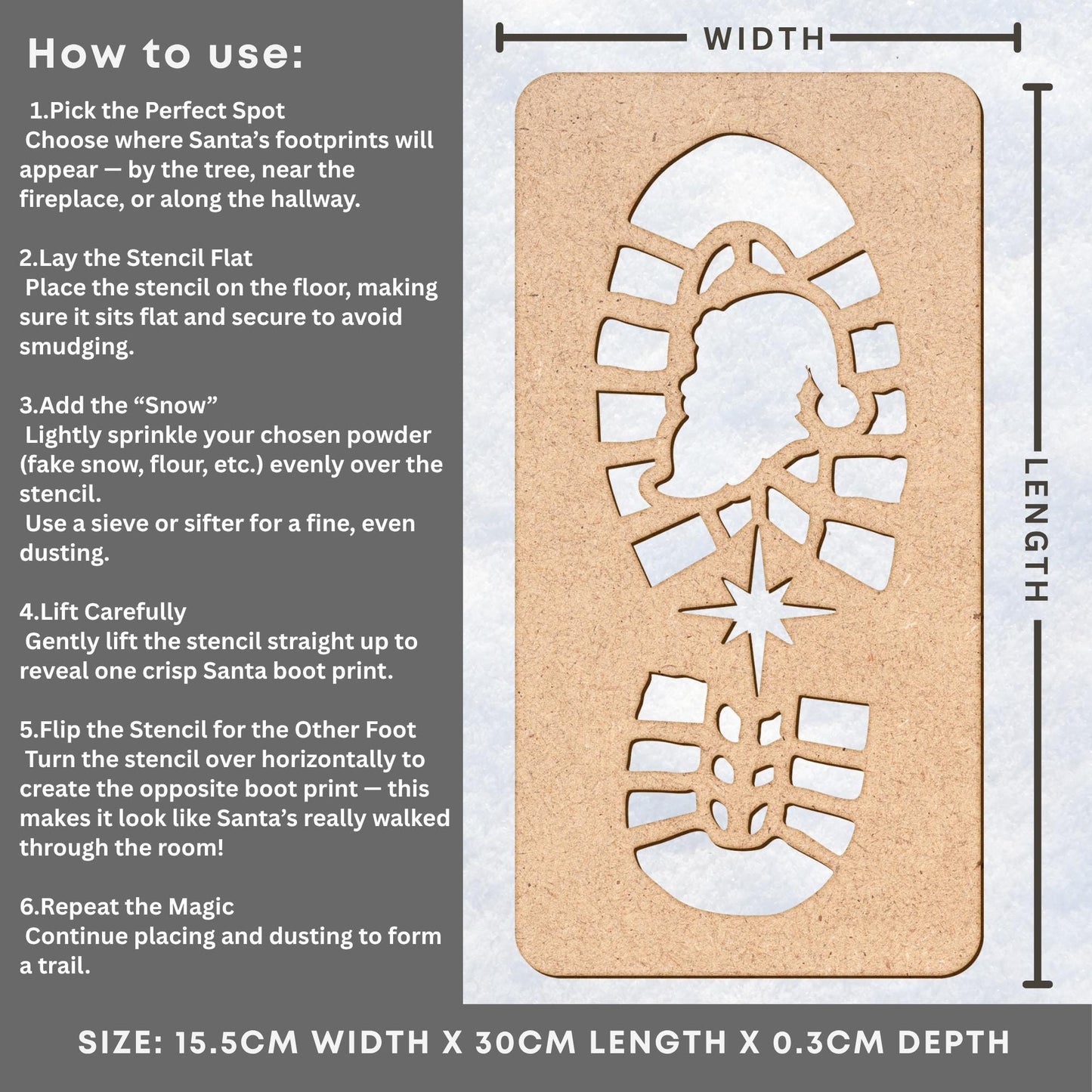 Santa Boot Print Stencil Template  Reusable Footprint Stencil for Fake Snow or Flour  Santa Footprints Decoration for Christmas Morning