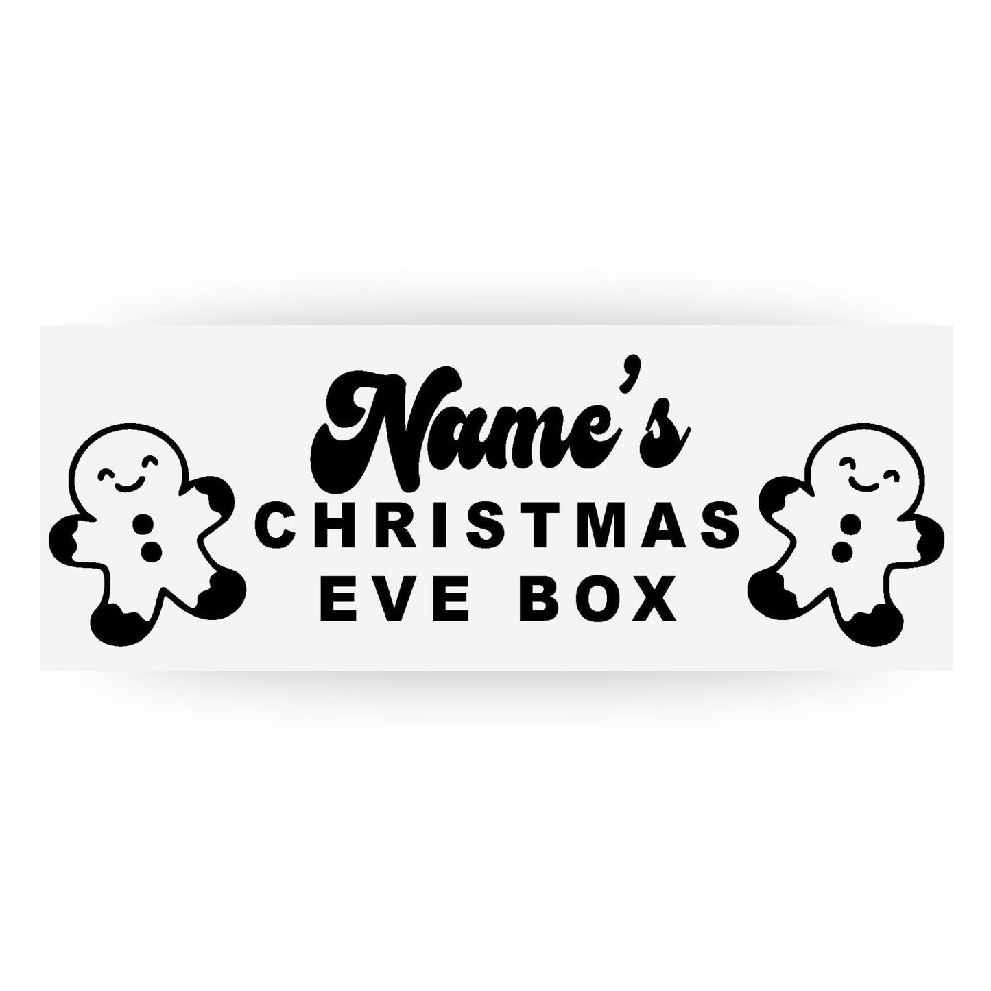 Personalised Christmas Eve Box Vinyl Sticker  Cute Gingerbread Man Design: Custom Name Vinyl Decal | Christmas Tradition Keepsake Box Label