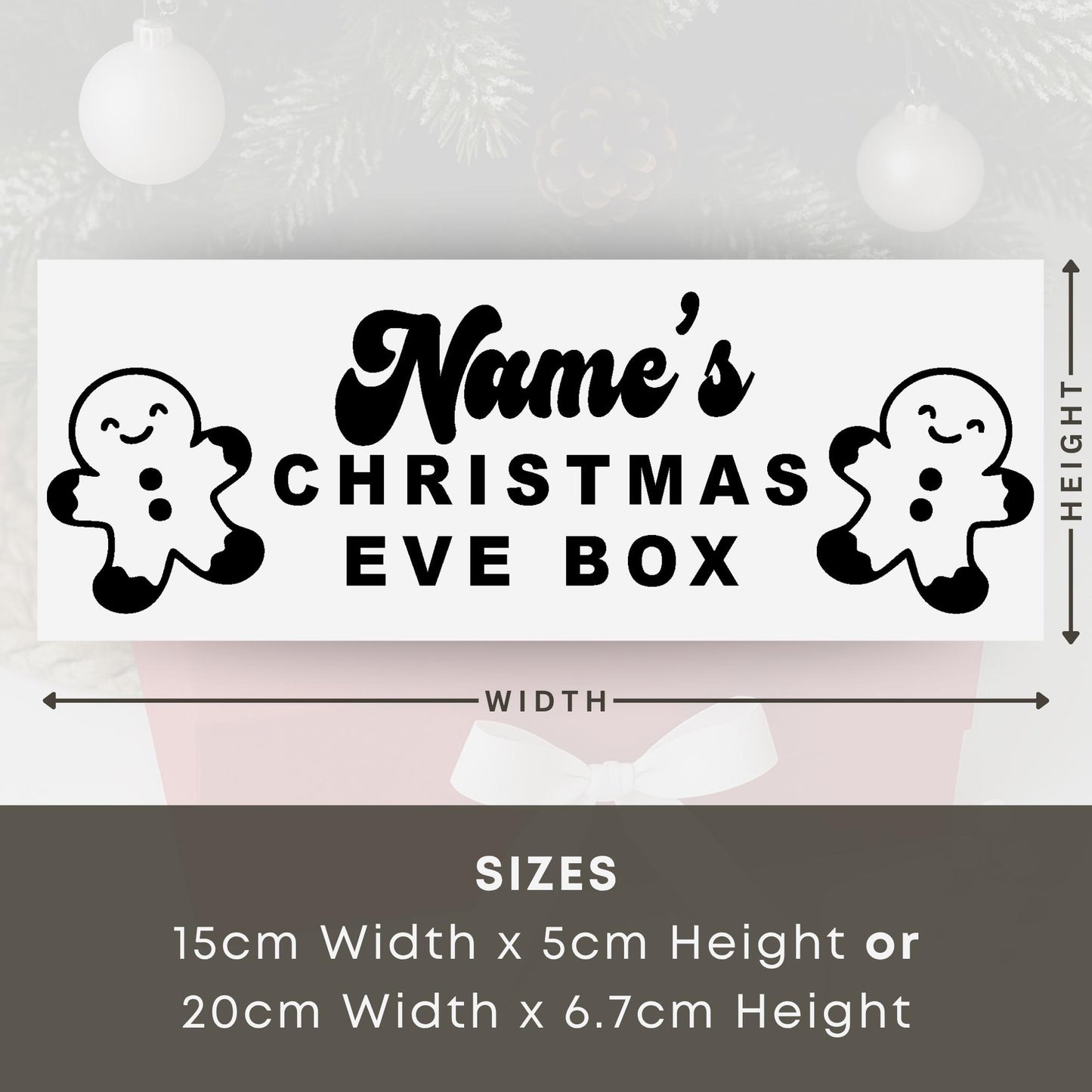 Personalised Christmas Eve Box Vinyl Sticker  Cute Gingerbread Man Design: Custom Name Vinyl Decal | Christmas Tradition Keepsake Box Label