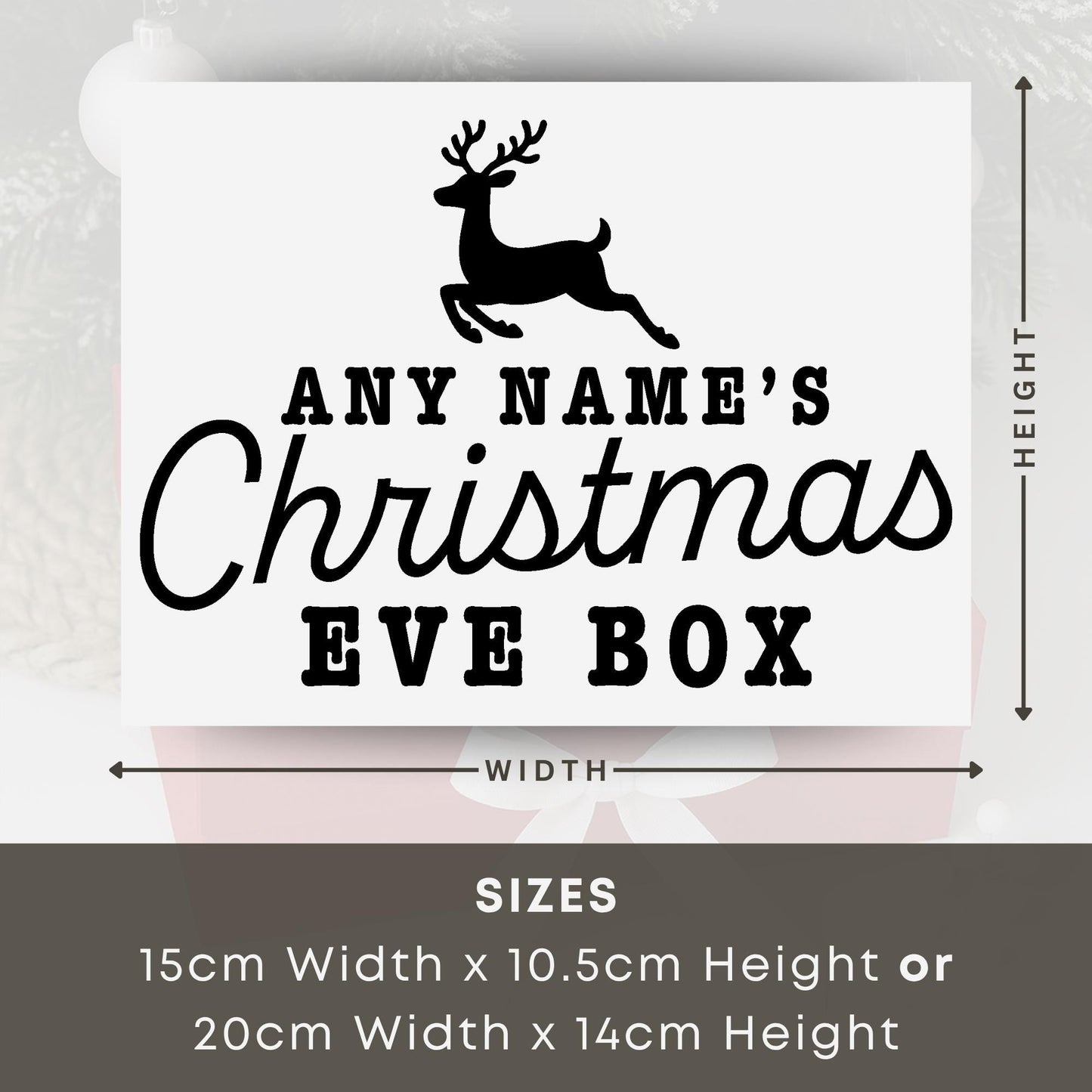 Personalised Christmas Eve Box Vinyl Sticker  Classic Reindeer Design | Custom Name Decal | Christmas Eve Gift Box Label | Xmas Tradition