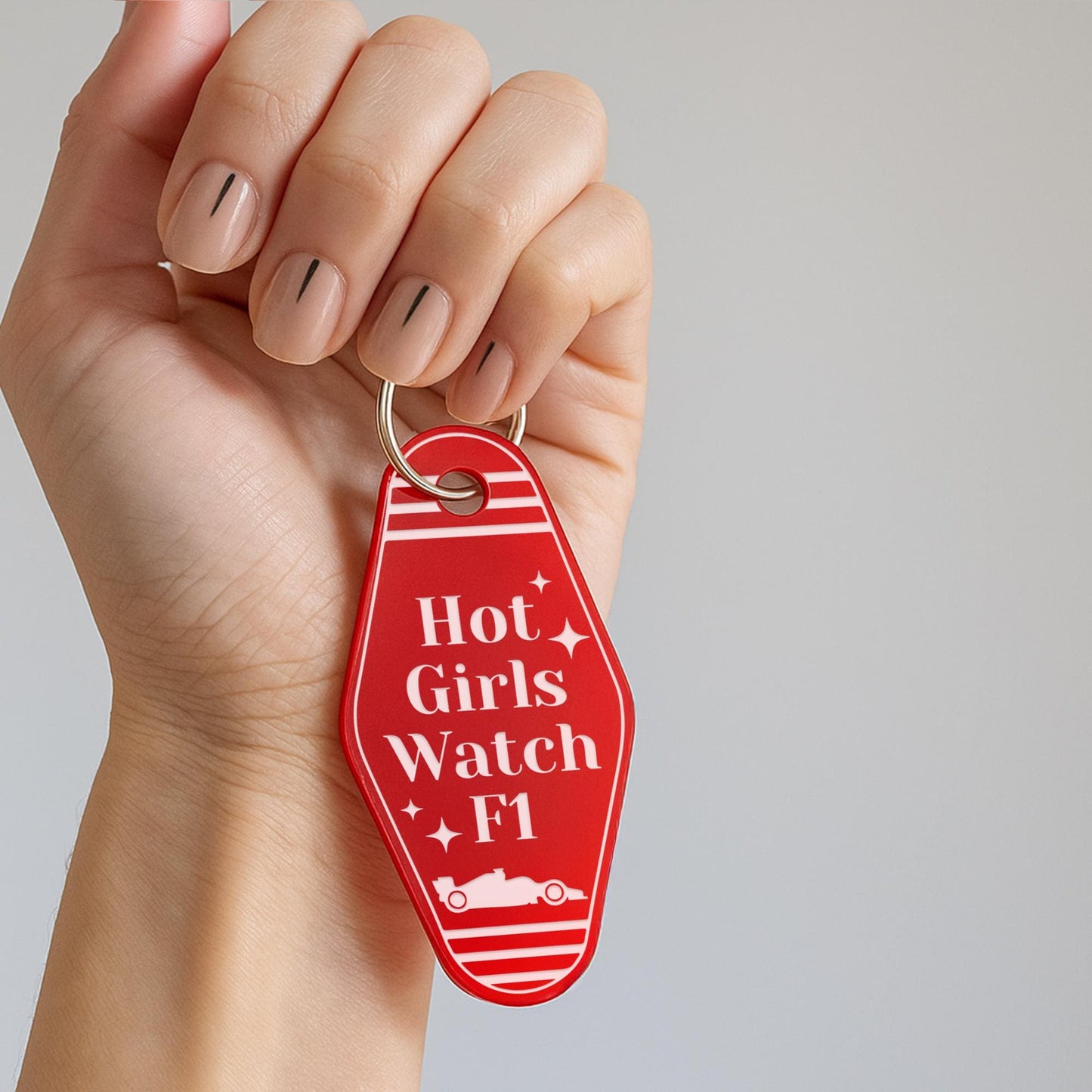 Formula 1 Keyring  Hot Girls Watch F1 Motel-Style Keychain | Racing Gift for Her