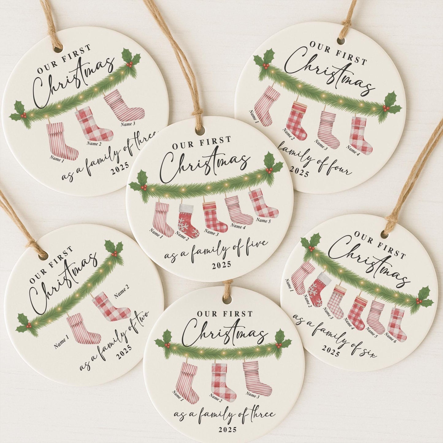 Personalised First Christmas Bauble  Family Ornament | Baby's 1st Christmas Tree Decor | Custom Names & Year