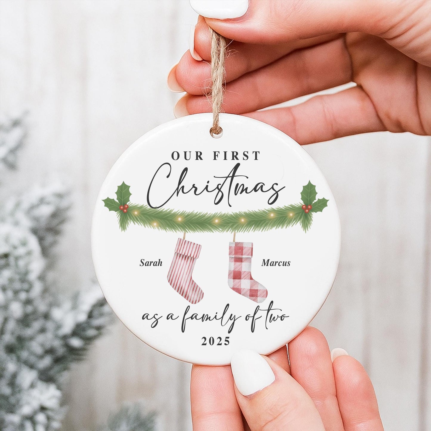 Personalised First Christmas Bauble  Family Ornament | Baby's 1st Christmas Tree Decor | Custom Names & Year