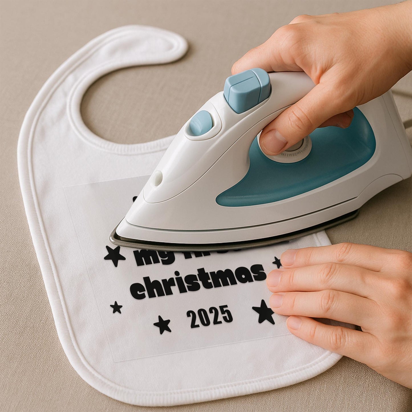 My First Christmas Iron On Transfer  Reindeer Antlers Baby Grow or Bib Decal | DIY Christmas Baby Outfit | Custom Year Iron On for 1st Xmas