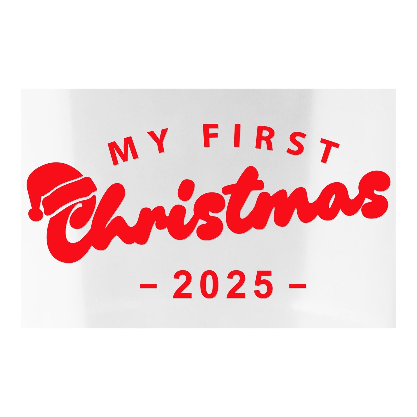 Personalised My First Christmas Iron On Transfer  Retro Script & Santa Hat | Baby Grow DIY Vinyl Decal | Custom Year First Christmas Outfit