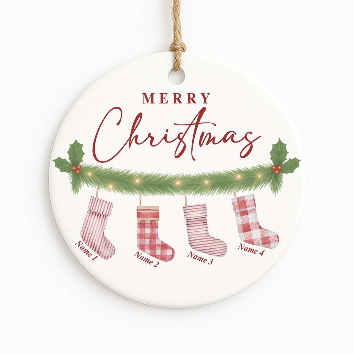 Personalised Family Stockings Christmas Bauble | Custom Name Ornament | Hanging Stockings Design