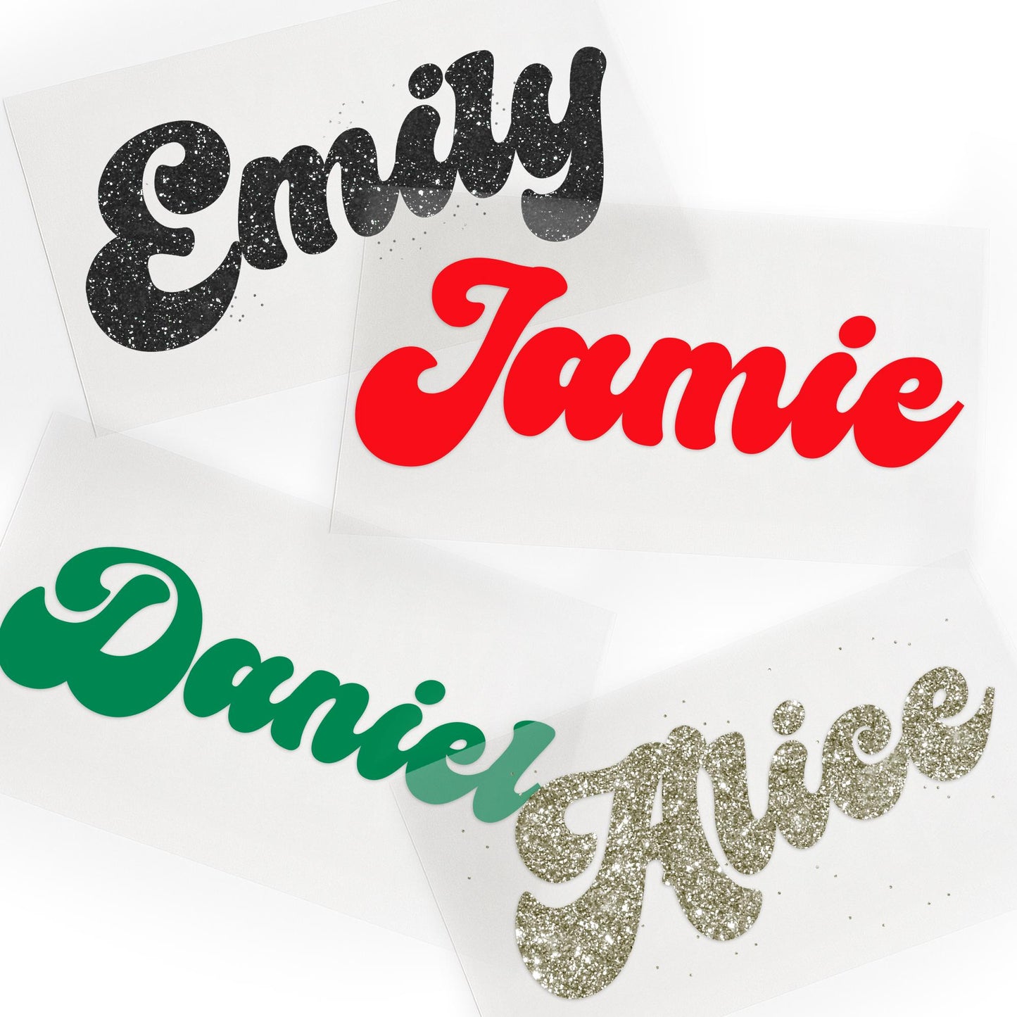Personalised Christmas Name Iron On Sticker  Font 1 | Festive Retro Custom Heat Transfer Vinyl for Christmas Stockings, Santa Sacks & Gifts
