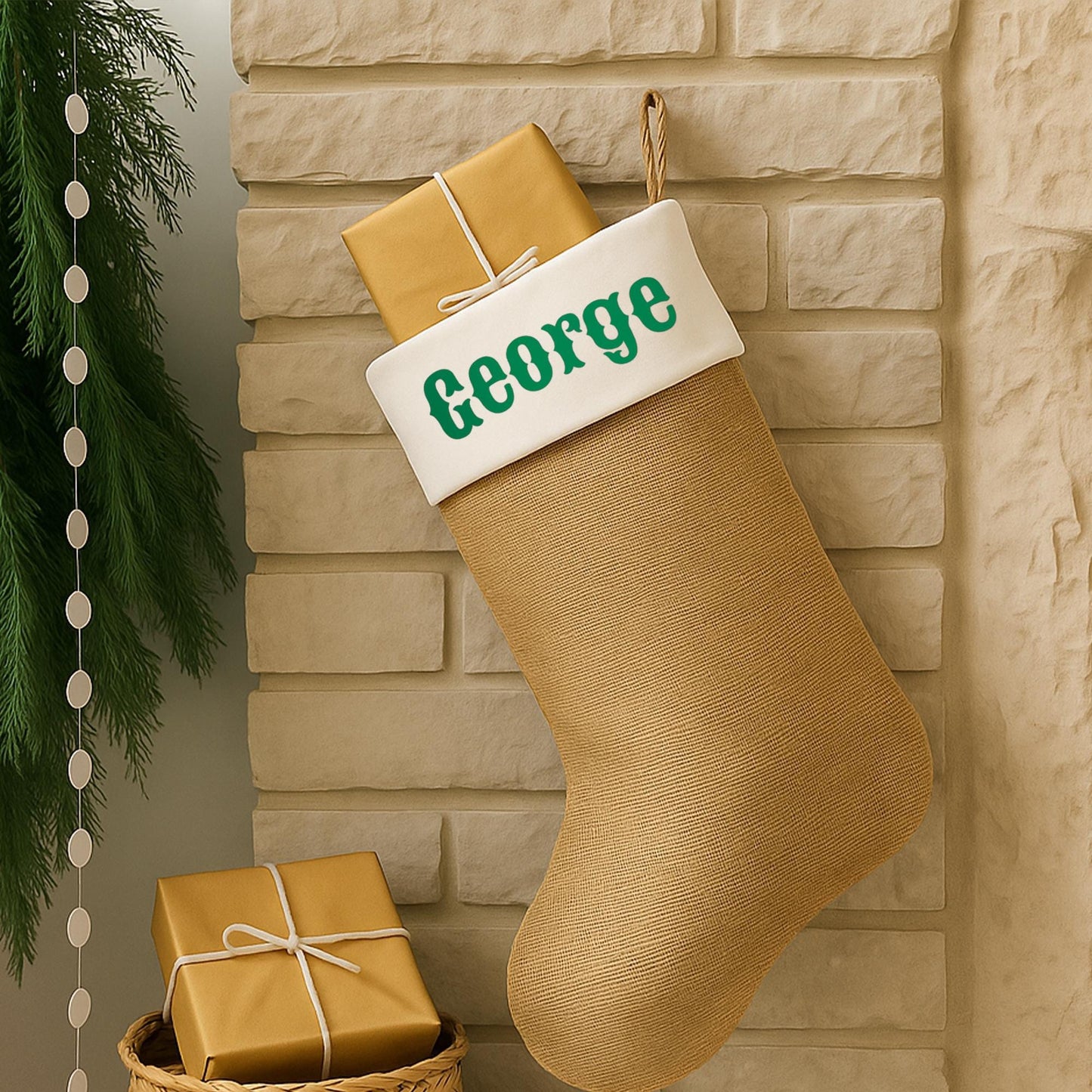 Personalised Christmas Name Iron On Sticker  Font 5 | Vintage Retro Custom Heat Transfer Vinyl for Christmas Stockings, Santa Sacks & Gifts