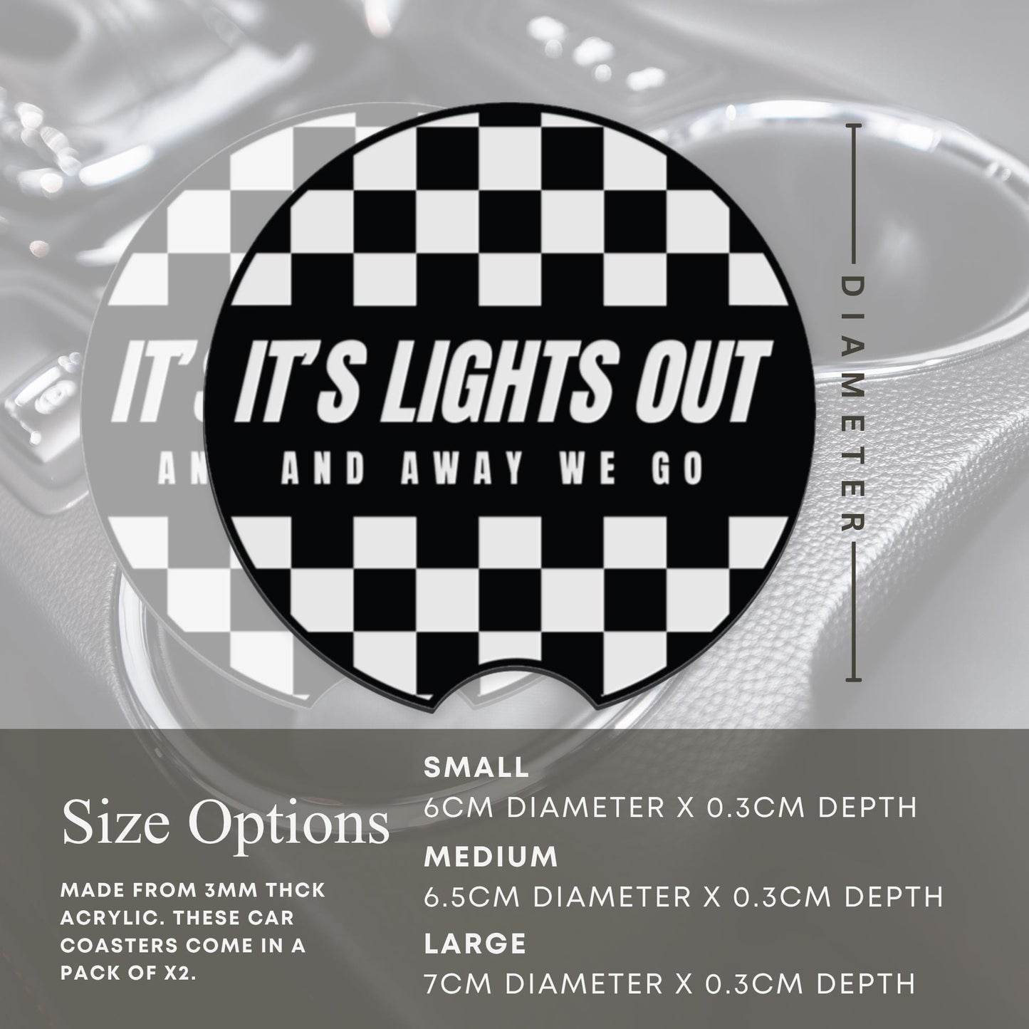 F1 Car Coasters Set | Lights Out & Away We Go | Formula 1 Gift Cup Holder Inserts