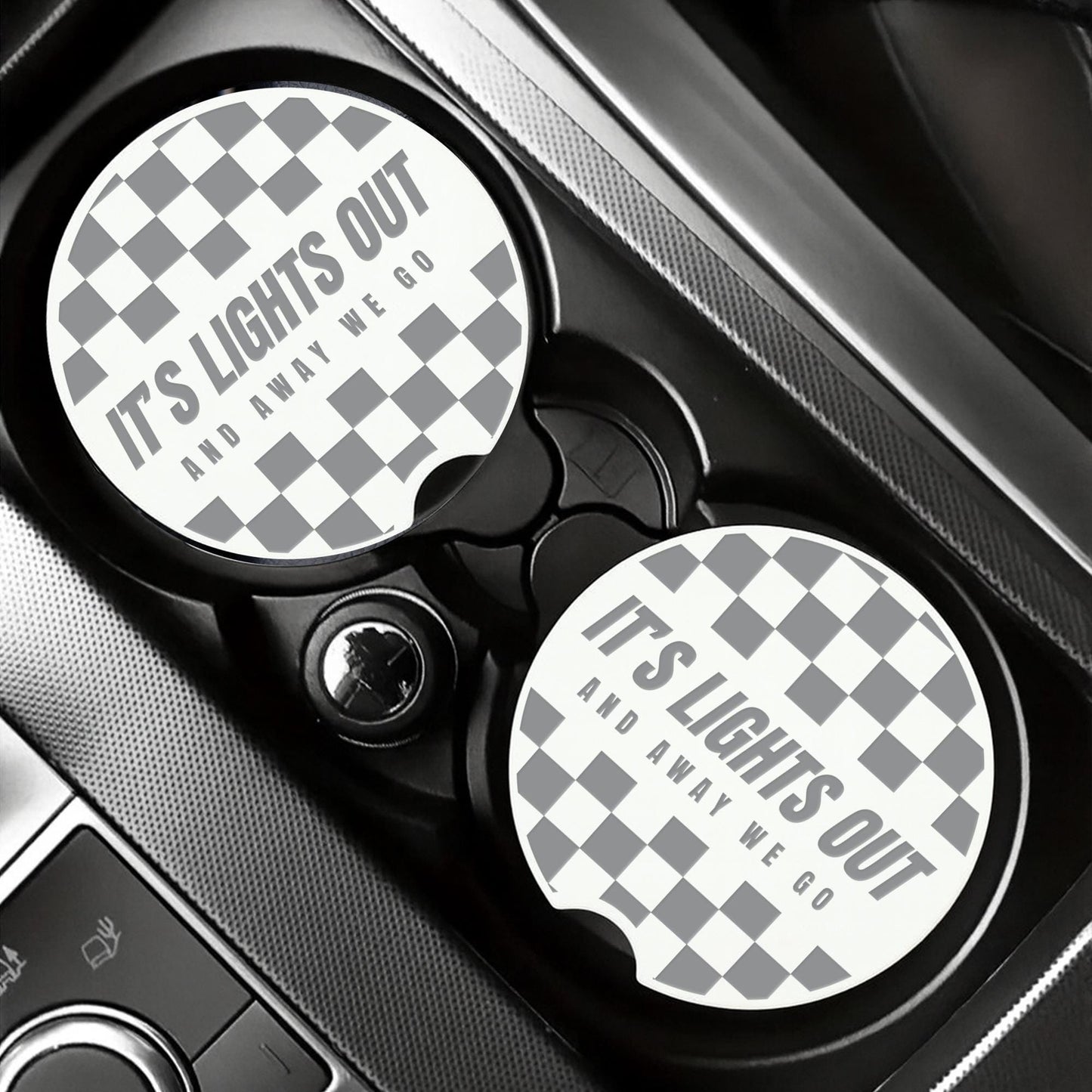 F1 Car Coasters Set | Lights Out & Away We Go | Formula 1 Gift Cup Holder Inserts