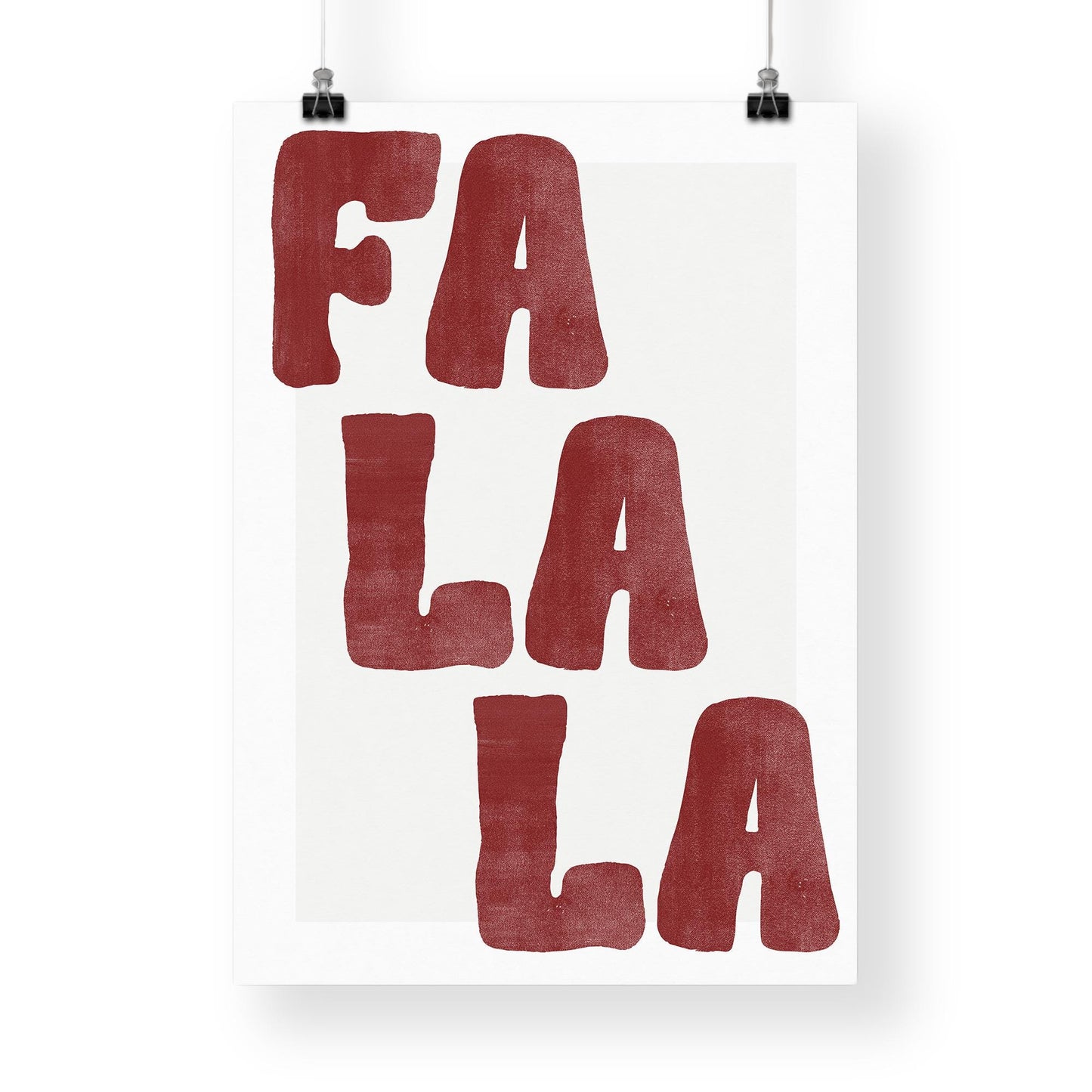 Red Christmas Print  Fa La La Poster  Modern Xmas Typography Wall Art  Minimal Festive Quote Decoration | Seasonal Home Decor