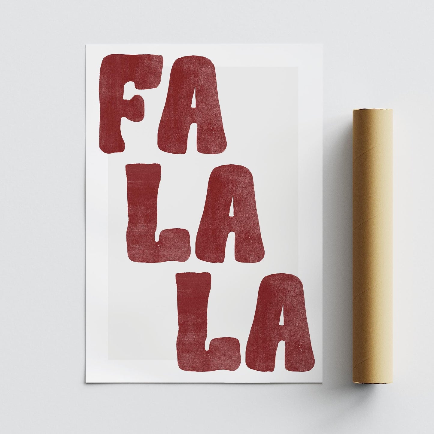 Red Christmas Print  Fa La La Poster  Modern Xmas Typography Wall Art  Minimal Festive Quote Decoration | Seasonal Home Decor