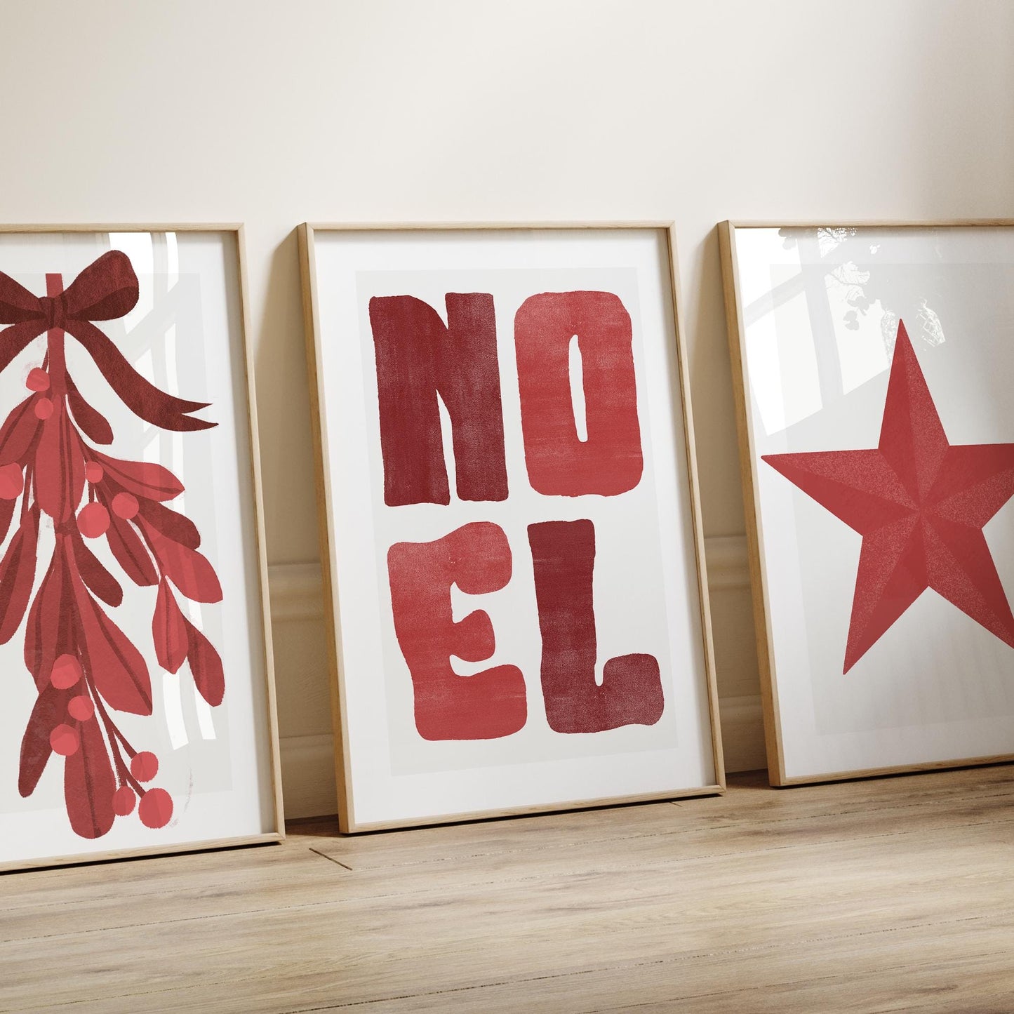 Christmas Typography Wall Art  Red Christmas Noel Print  Minimal Modern Holiday Poster  Festive Decoration | Seasonal Home Decor