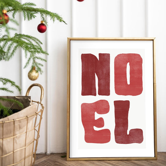Christmas Typography Wall Art  Red Christmas Noel Print  Minimal Modern Holiday Poster  Festive Decoration | Seasonal Home Decor