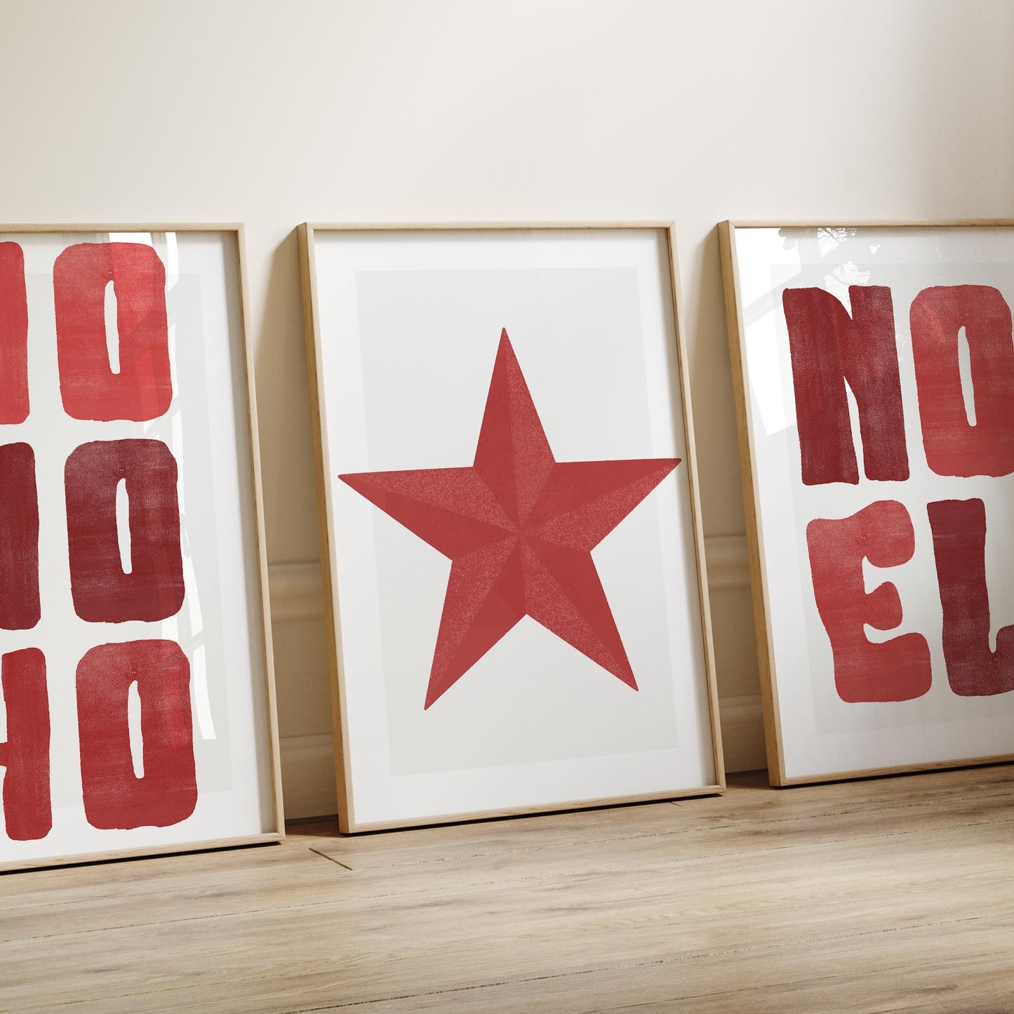 Red Christmas Star Print  Minimal Modern Festive Wall Art  Simple Xmas Decoration   Christmas Gallery Wall Poster  Seasonal Home Decor