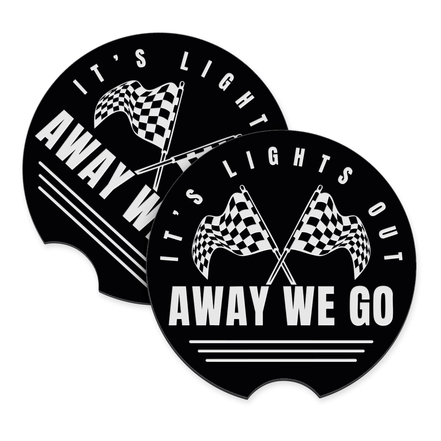 F1 Themed Car Cup Holder Coasters | Lights Out & Away We Go | Formula 1 Gift