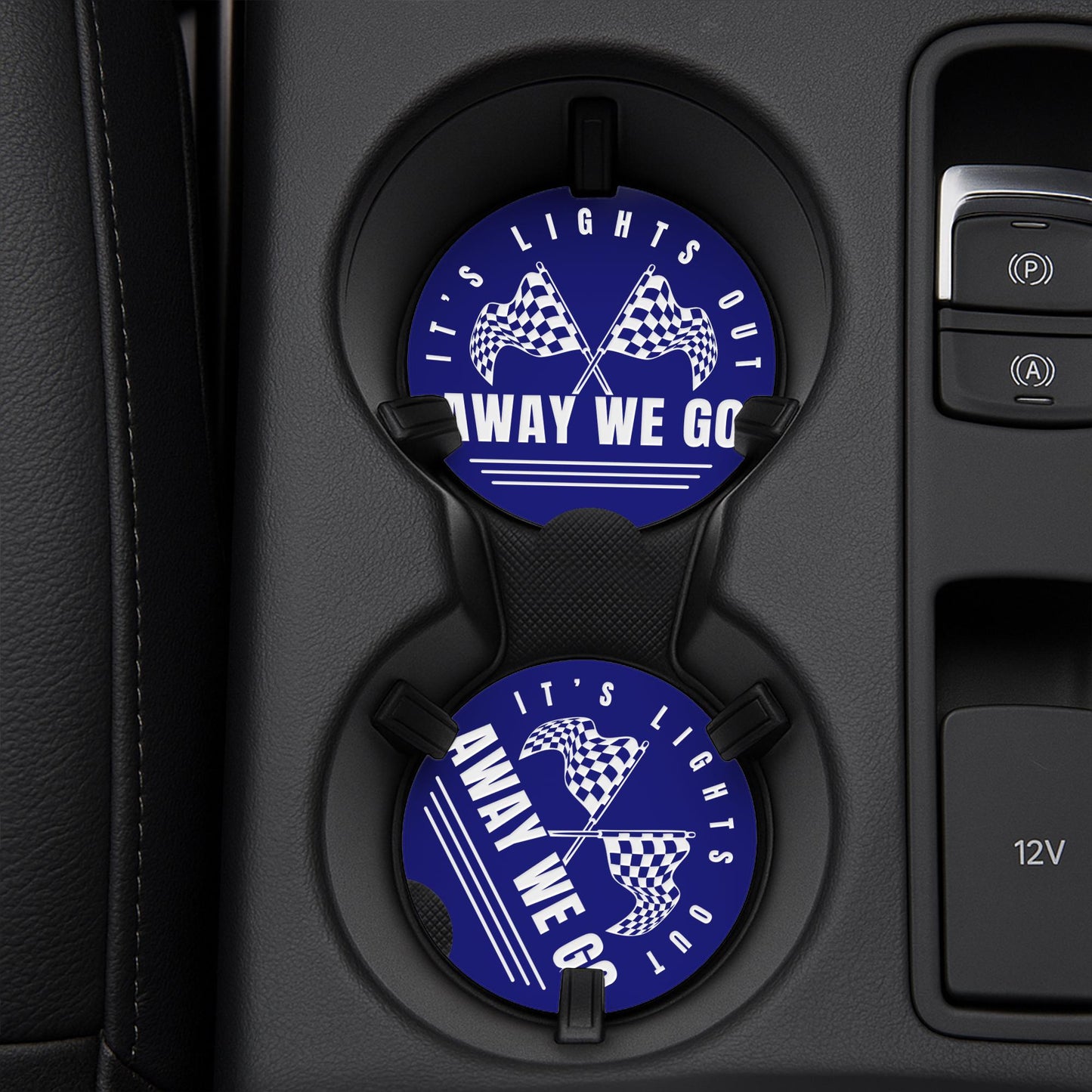 F1 Themed Car Cup Holder Coasters | Lights Out & Away We Go | Formula 1 Gift