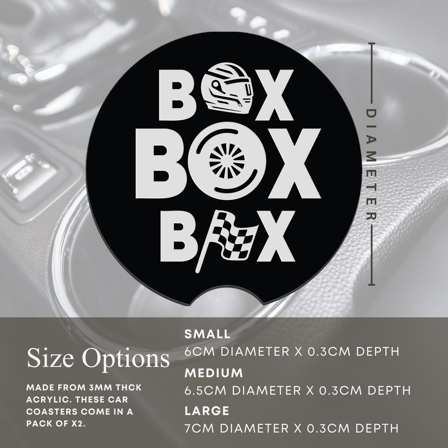 F1 Inspired Car Coaster Set | Box Box | Cup Holder Inserts | Formula 1 Gift