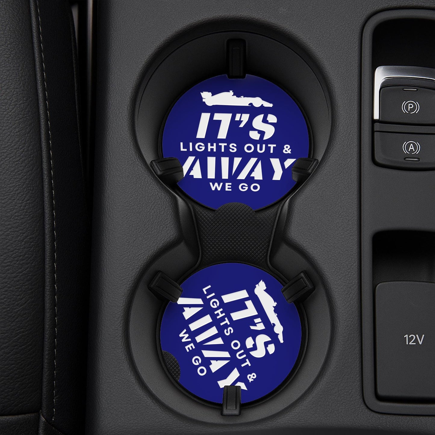 Formula 1 Themed Car Coaster Set | Lights Out Cup Holder Inserts | F1 Lover Gift