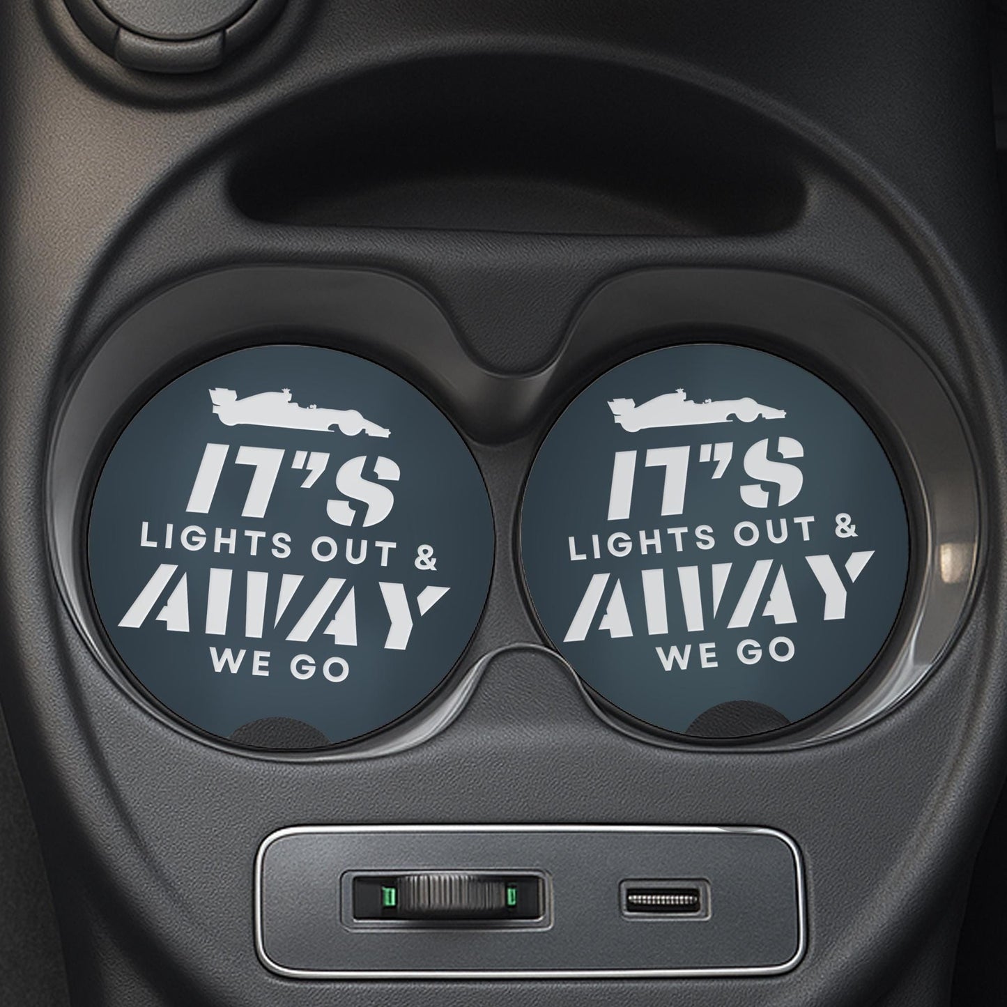 Formula 1 Themed Car Coaster Set | Lights Out Cup Holder Inserts | F1 Lover Gift