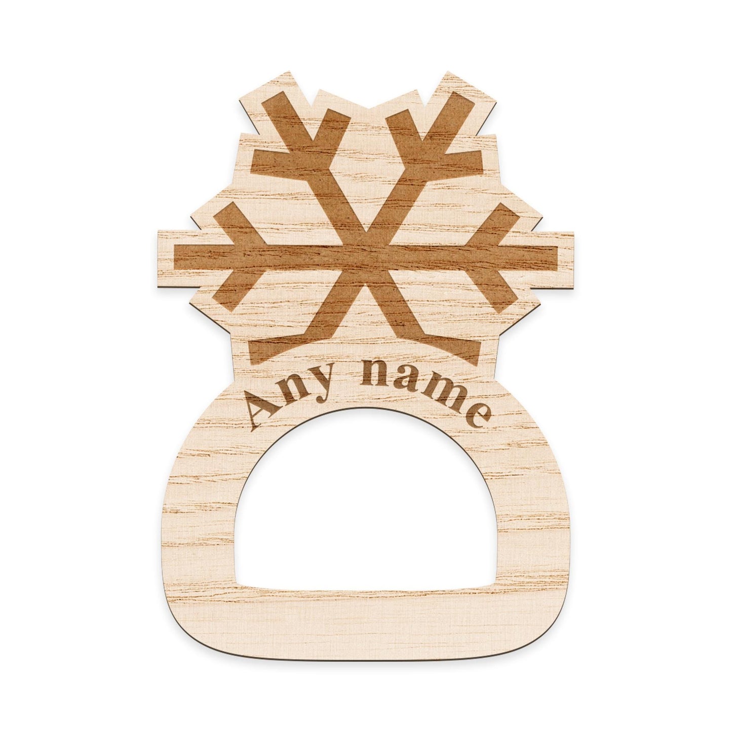 Personalised Wooden Snowflake Napkin Ring  Custom Name Engraved Place Setting, Winter or Christmas Table Decoration, Festive Tableware