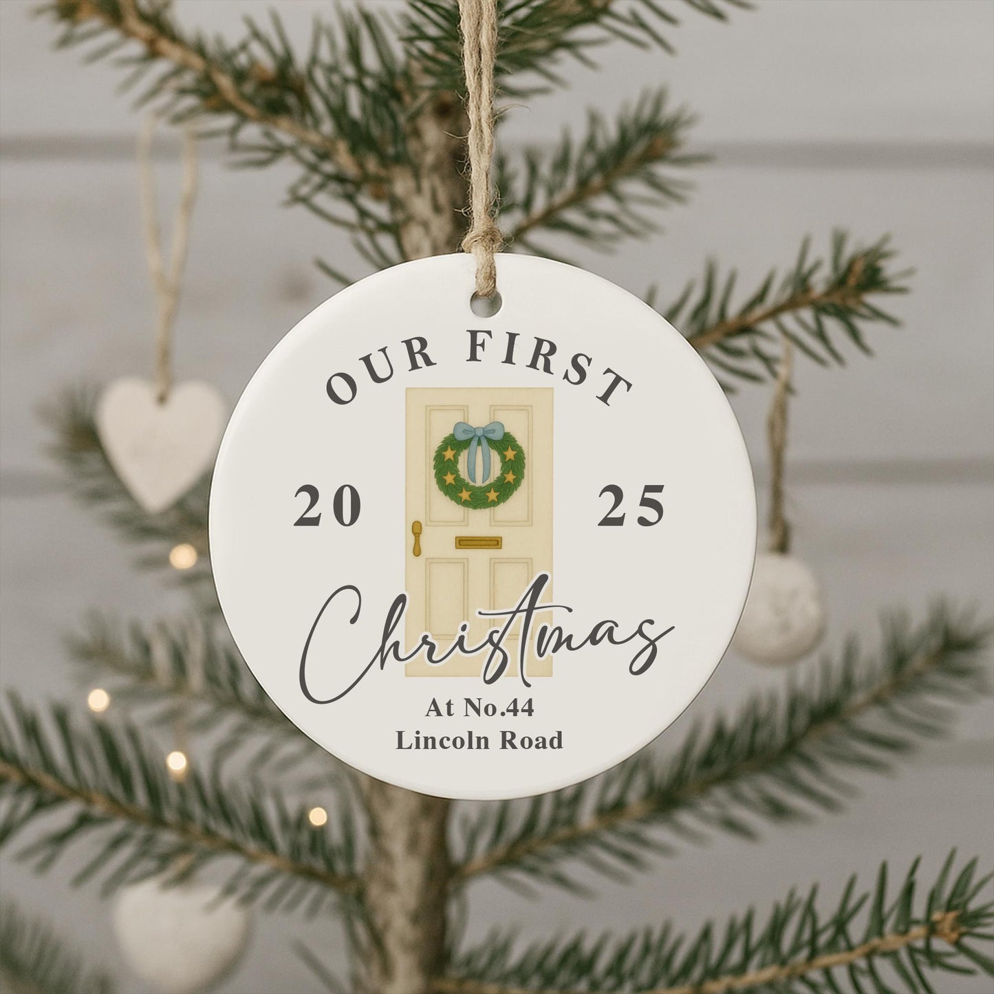 Personalised First Christmas New Home Ornament | Custom Address and Year Bauble | Moving House Gift