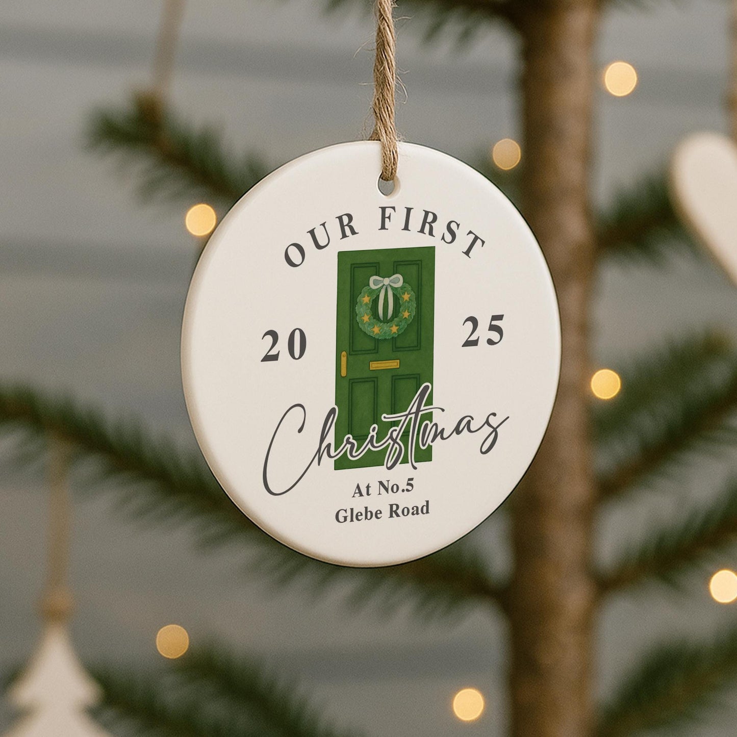 Personalised First Christmas New Home Ornament | Custom Address and Year Bauble | Moving House Gift