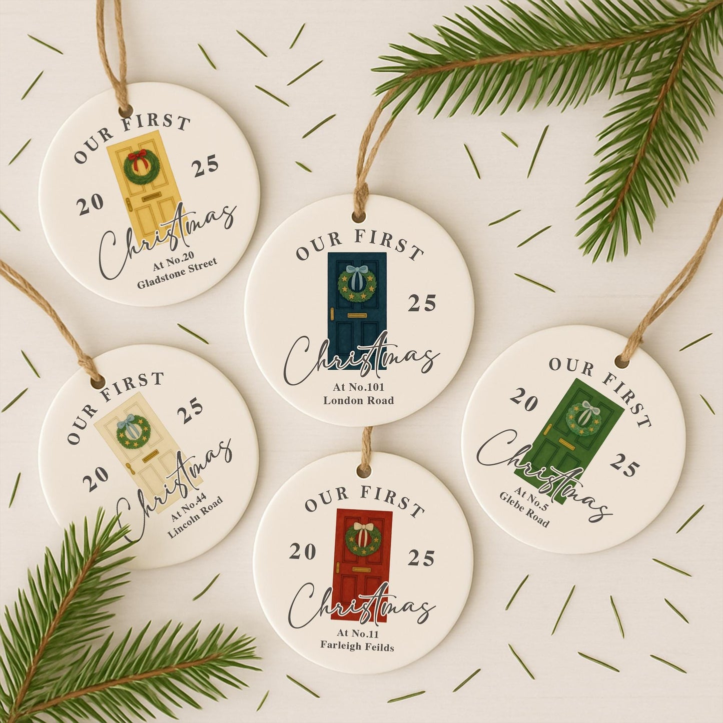 Personalised First Christmas New Home Ornament | Custom Address and Year Bauble | Moving House Gift