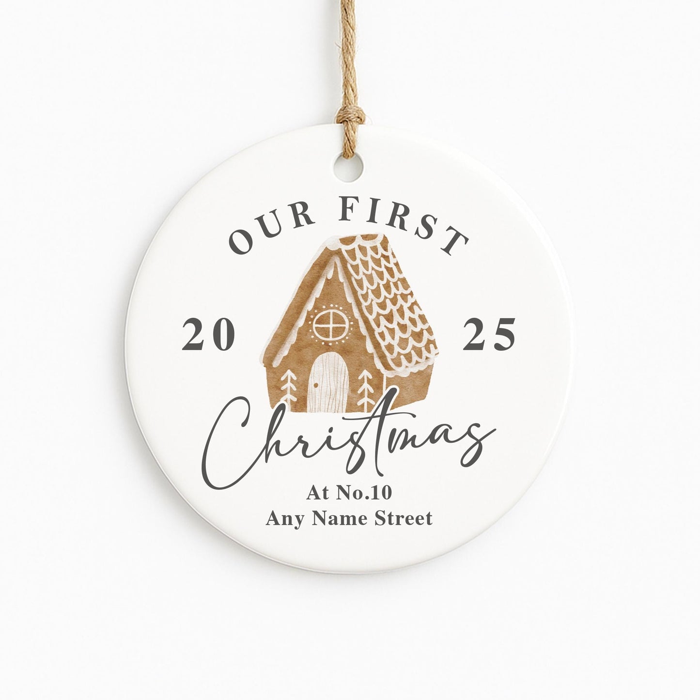 Personalised First Christmas New Home Bauble | Custom Address & Year Gingerbread House Ornament | Moving Gift