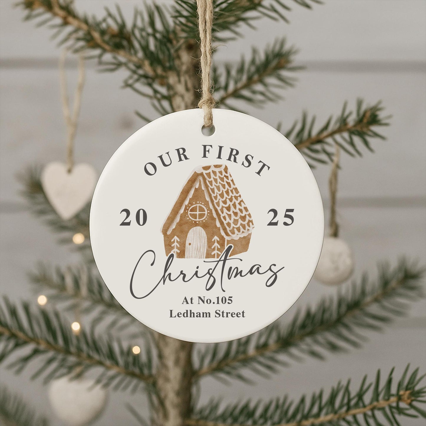 Personalised First Christmas New Home Bauble | Custom Address & Year Gingerbread House Ornament | Moving Gift