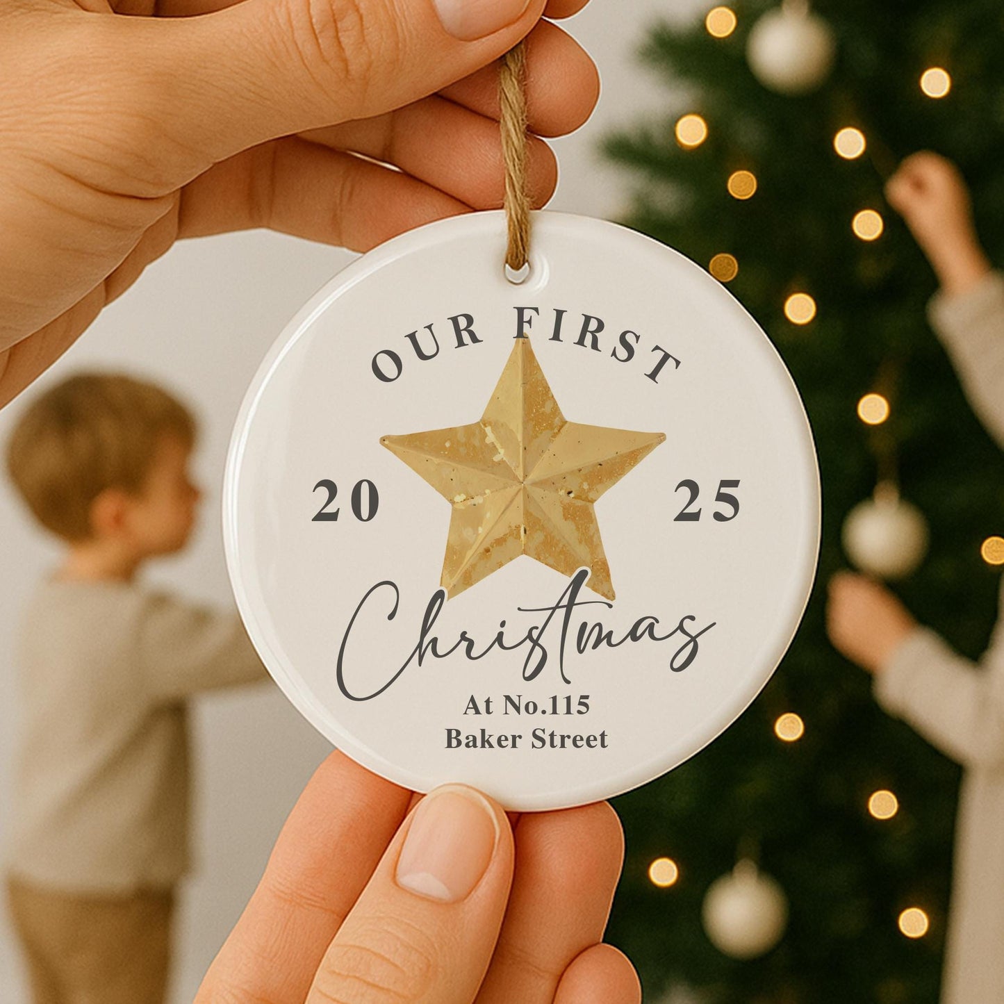 Personalised First Christmas New Home Bauble | Custom Address & Year Star Ornament | Moving House Gift
