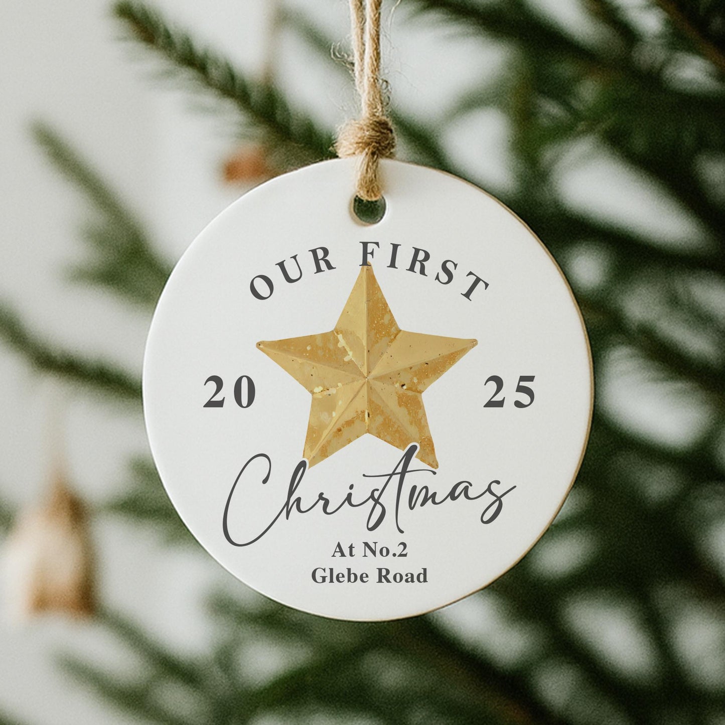 Personalised First Christmas New Home Bauble | Custom Address & Year Star Ornament | Moving House Gift