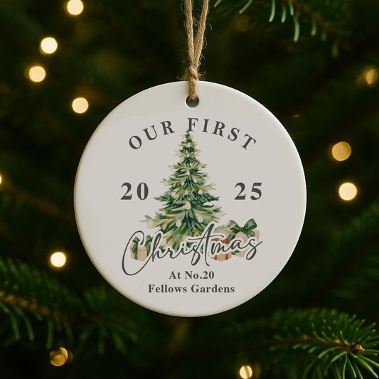 Personalised First Christmas New Home Bauble | Custom Address & Year Tree Ornament | Moving House Gift