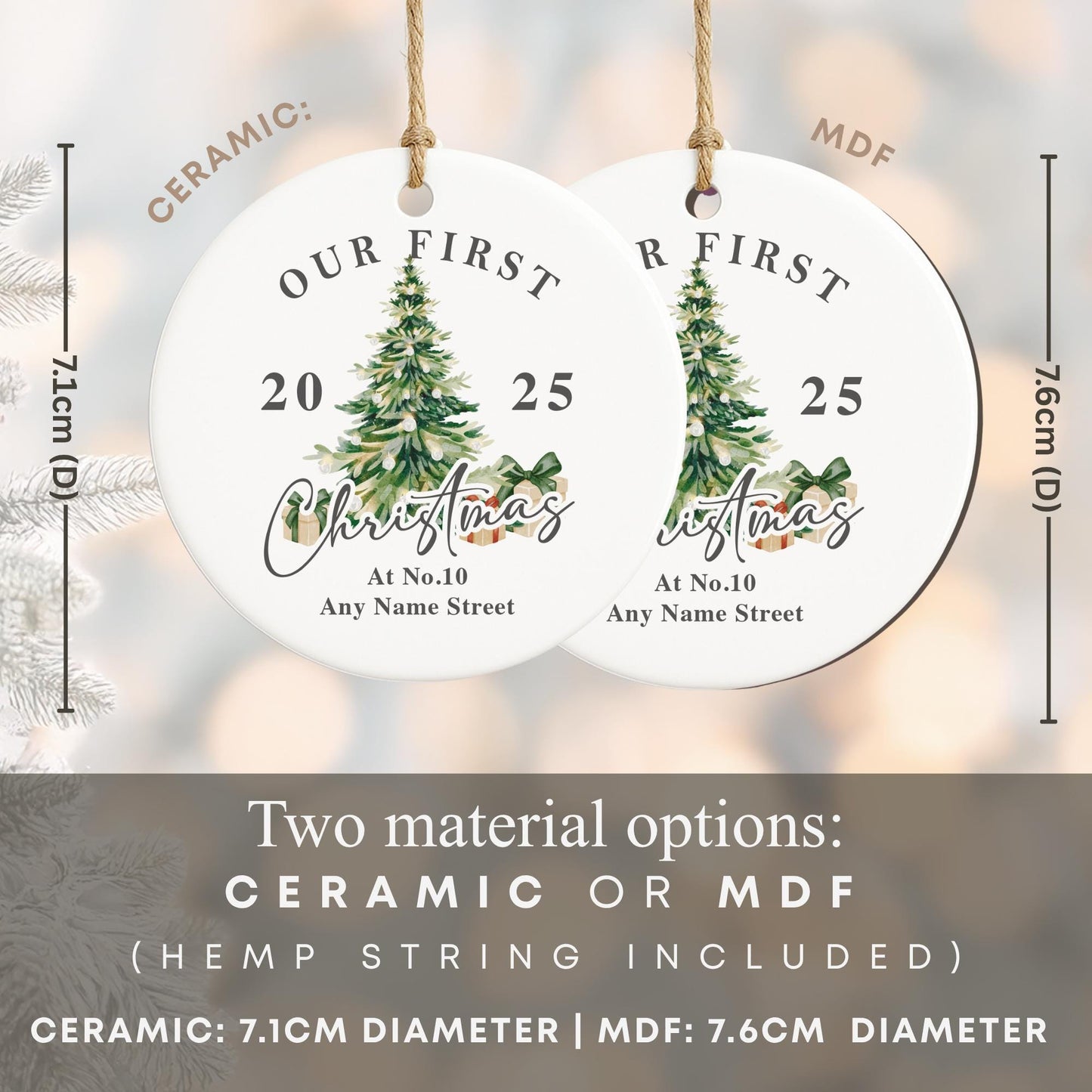 Personalised First Christmas New Home Bauble | Custom Address & Year Tree Ornament | Moving House Gift