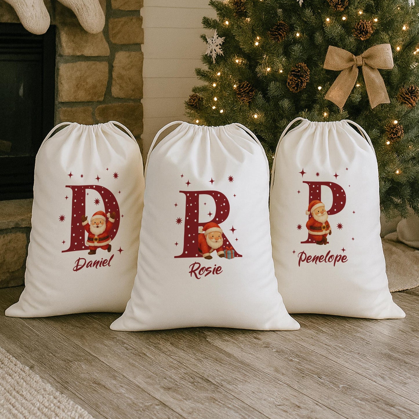 Personalised Santa Sack | Custom Initial Christmas Santa Gift Bag