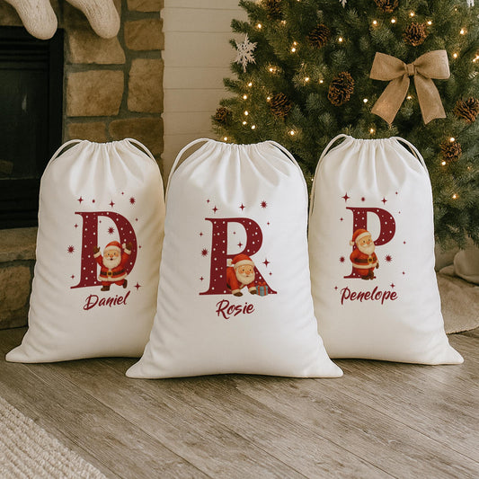 Personalised Santa Sack | Custom Initial Christmas Santa Gift Bag