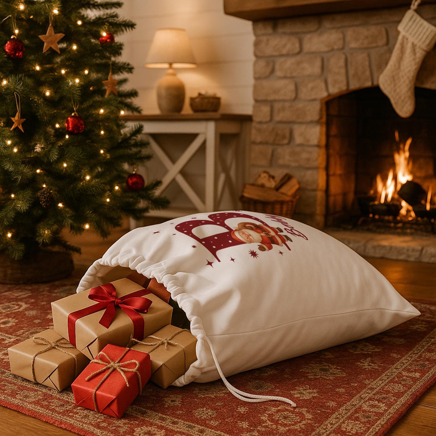 Personalised Santa Sack | Custom Initial Christmas Santa Gift Bag