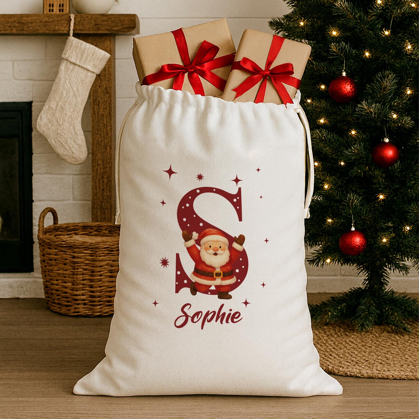 Personalised Santa Sack | Custom Initial Christmas Santa Gift Bag
