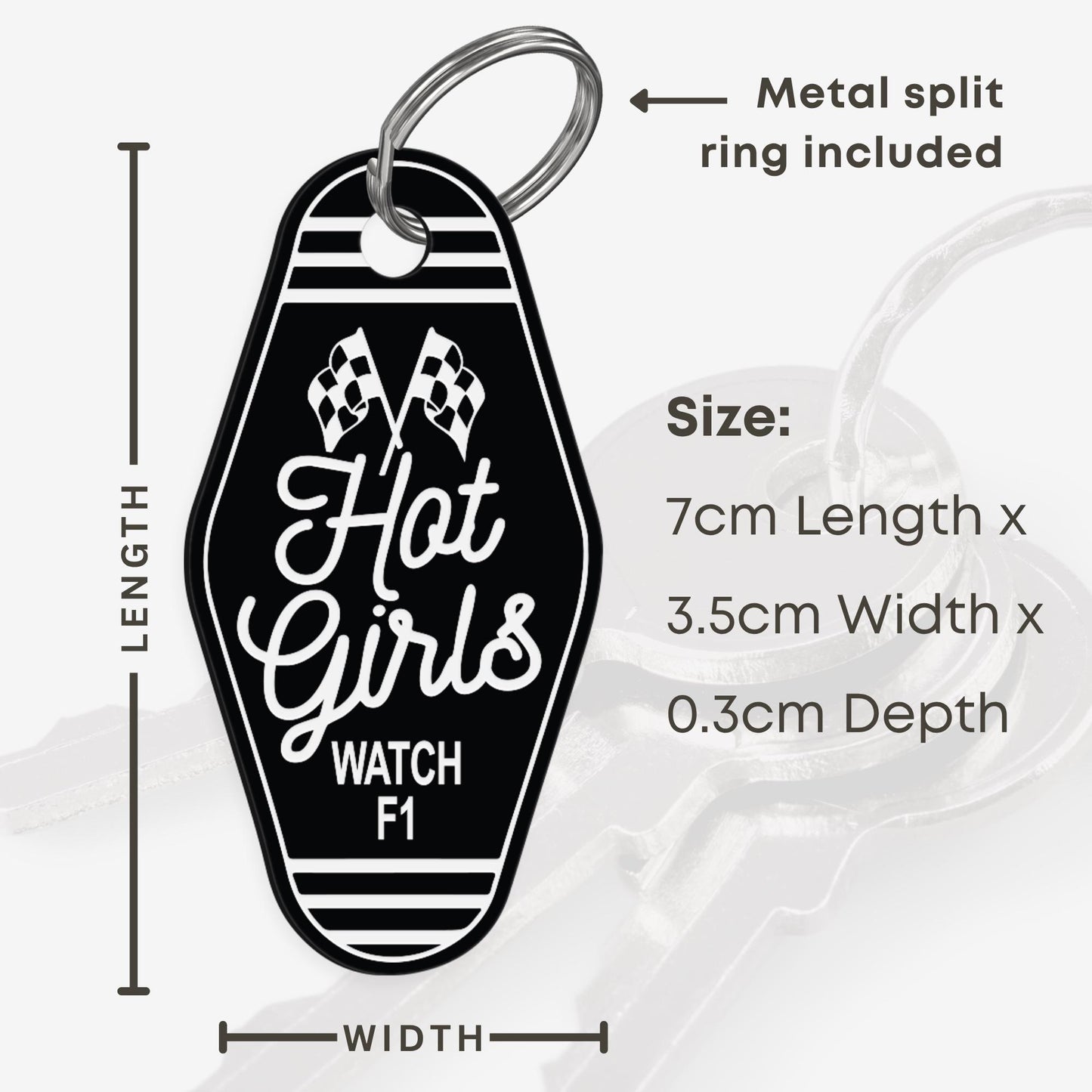 Formula 1 Keyring | Racing Gift for Her | Hot Girls Watch F1 | Motel-Style Keychain