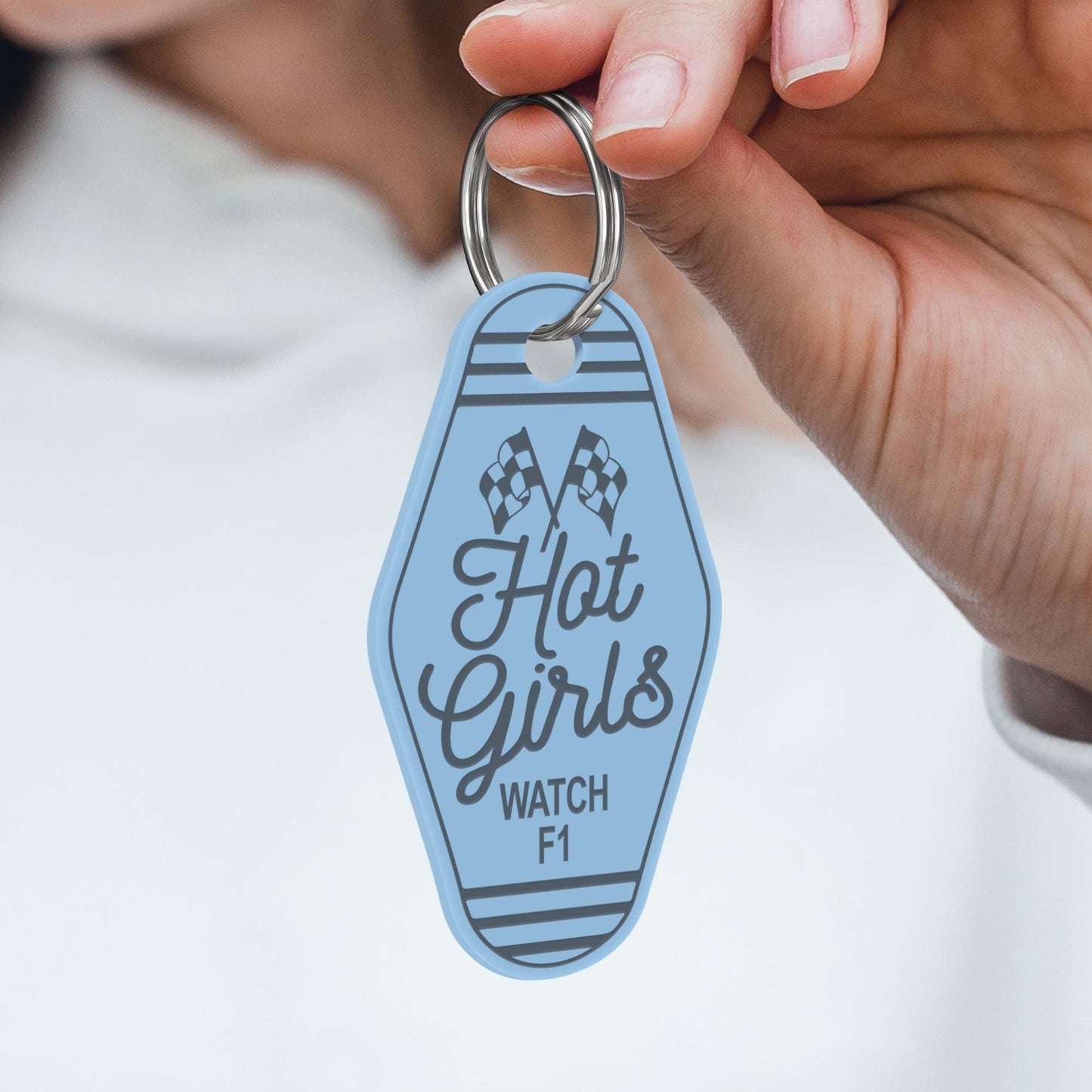 Formula 1 Keyring | Racing Gift for Her | Hot Girls Watch F1 | Motel-Style Keychain