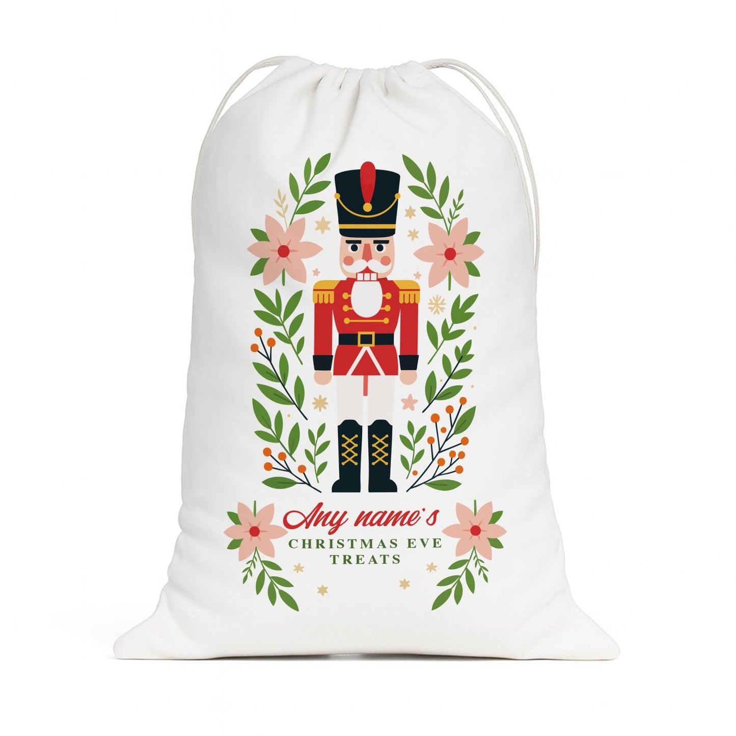 Personalised Christmas Eve Sack | Nutcracker Christmas Gift Bag with Custom Name