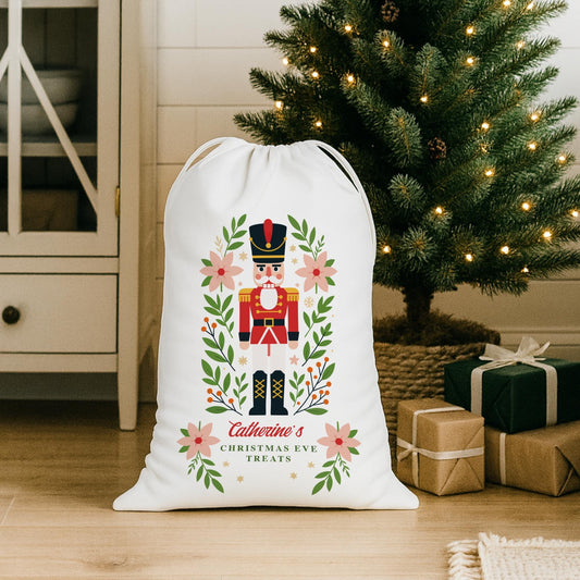 Personalised Christmas Eve Sack | Nutcracker Christmas Gift Bag with Custom Name