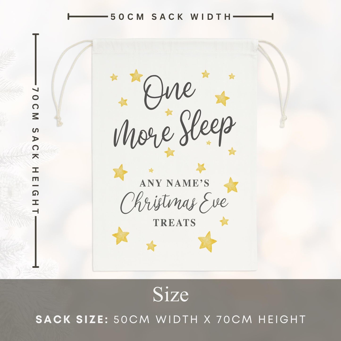 Personalised Christmas Eve Present Sack | Custom Name One More Sleep Gift Bag