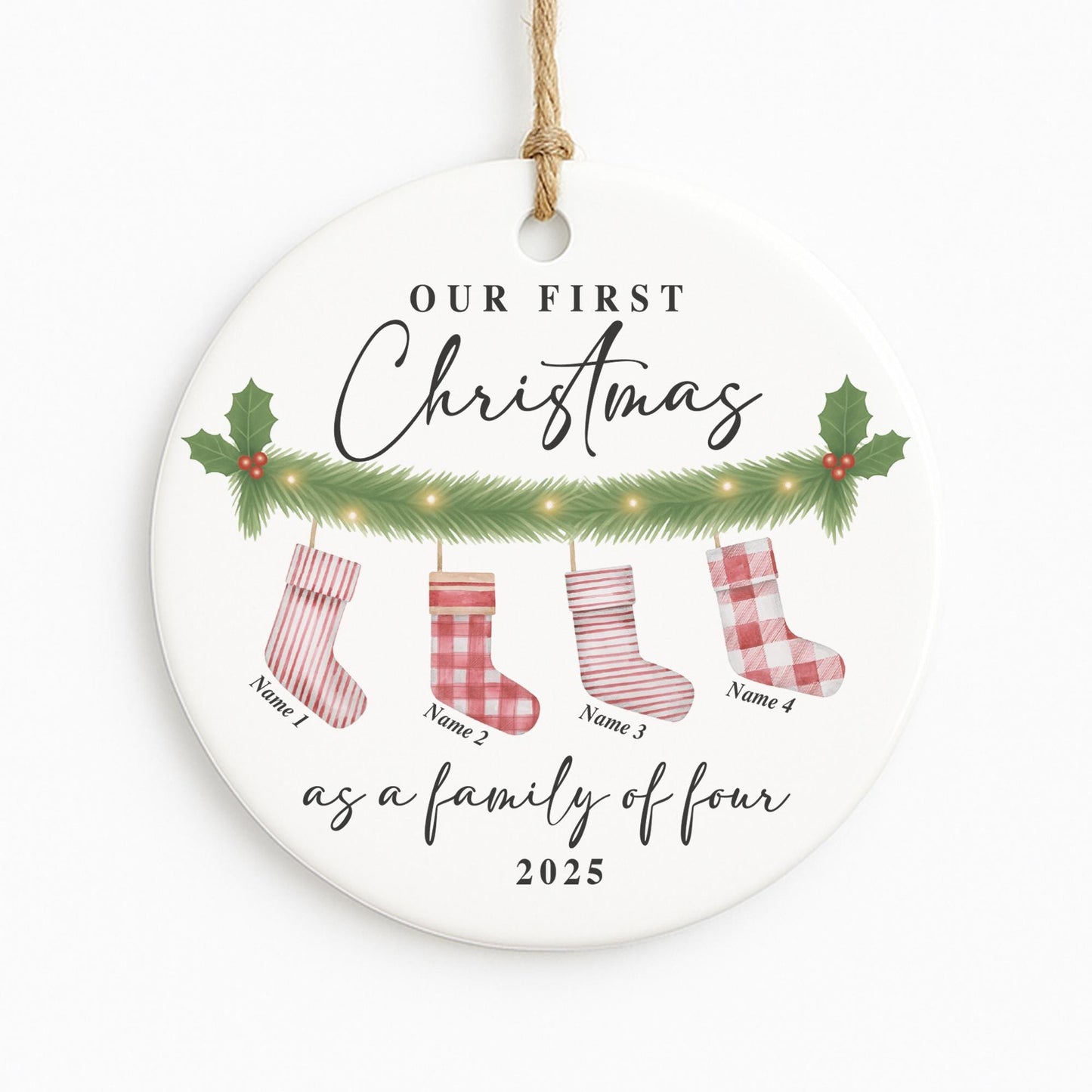 Personalised First Christmas Bauble  Family Ornament | Baby's 1st Christmas Tree Decor | Custom Names & Year