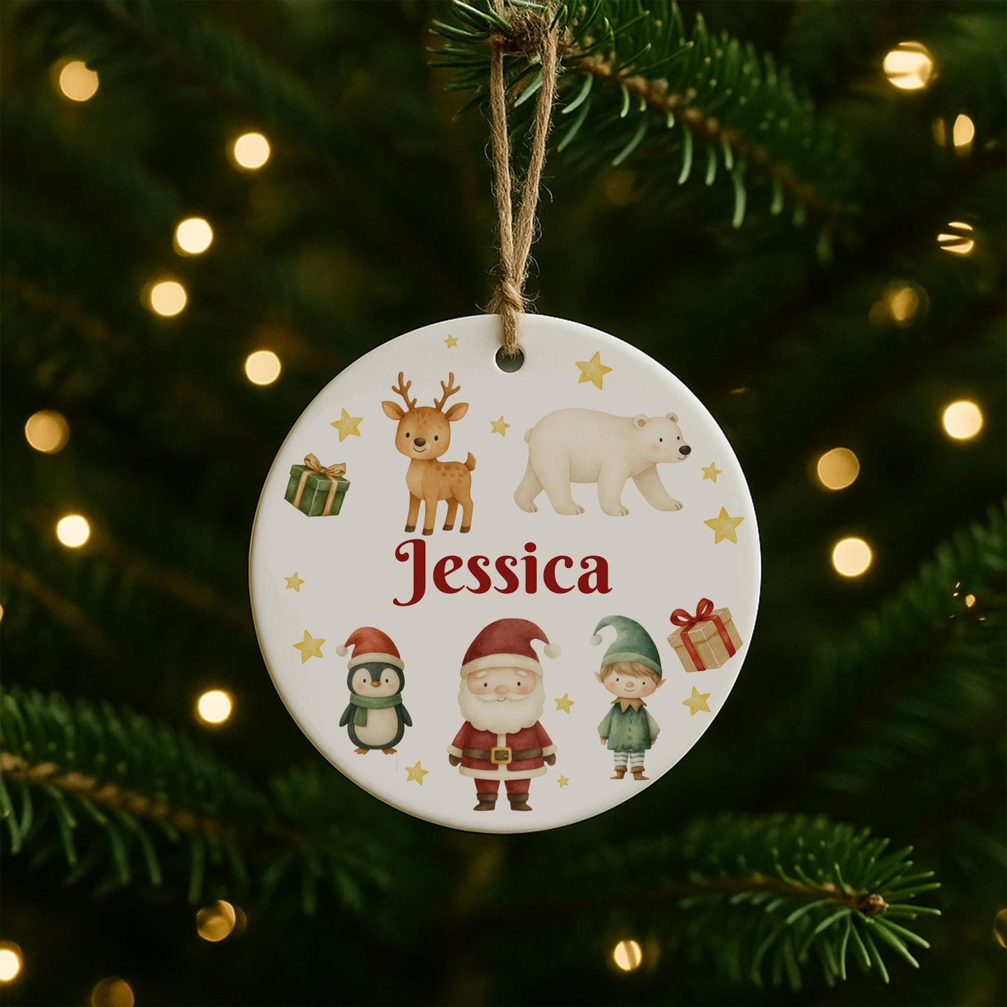 Personalised Christmas Bauble  Custom Ceramic Ornament  Festive Friends Kids Name Decoration