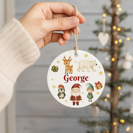 Personalised Christmas Bauble  Custom Ceramic Ornament  Festive Friends Kids Name Decoration