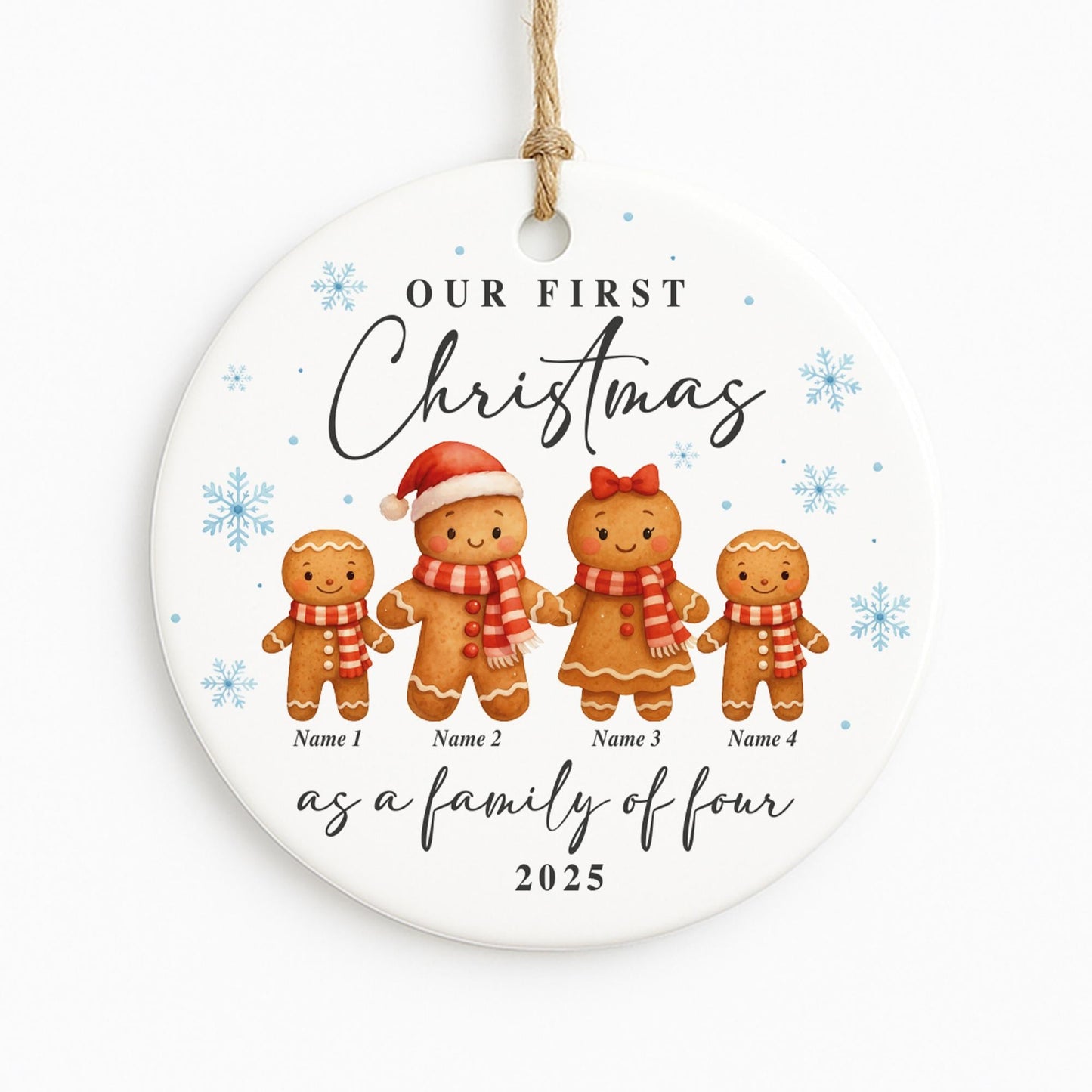 Personalised Gingerbread Family Christmas Ornament | Custom First Christmas Bauble | Names & Year