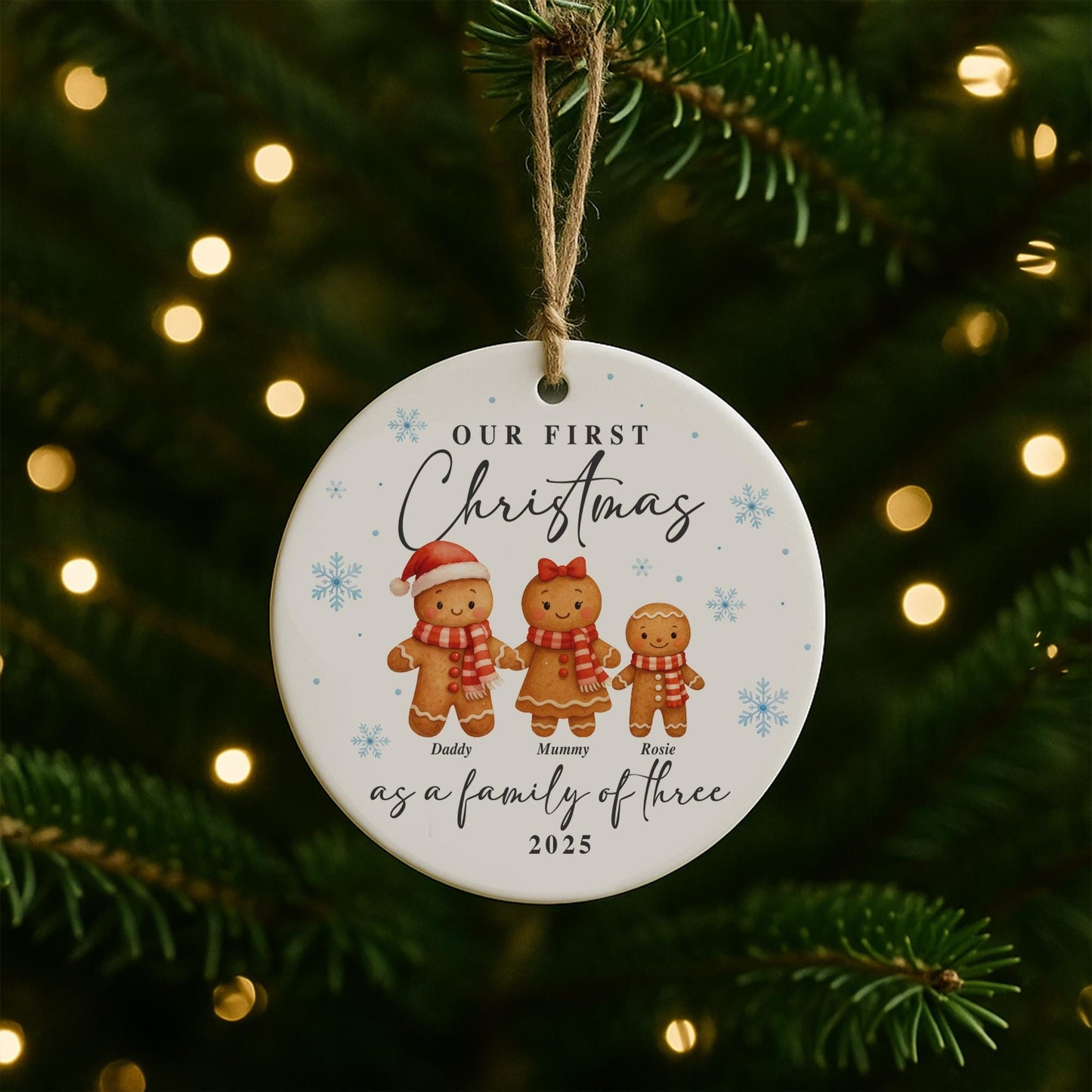 Personalised Gingerbread Family Christmas Ornament | Custom First Christmas Bauble | Names & Year